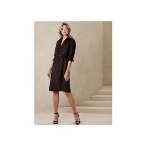 Banana Republic Factory Brown Vegan Suede Wrap Dress Size 12  NWT